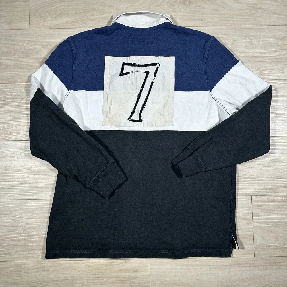 Vintage RALPH LAUREN RL RUGBY #7 Navy Green‎ Striped Men's Size XL Padding Rare